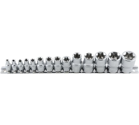 Набор торцевых головок (14 шт; 1/2" Dr+1/4" Dr+3/8" Dr; E-star) KRAFT KT 700694
