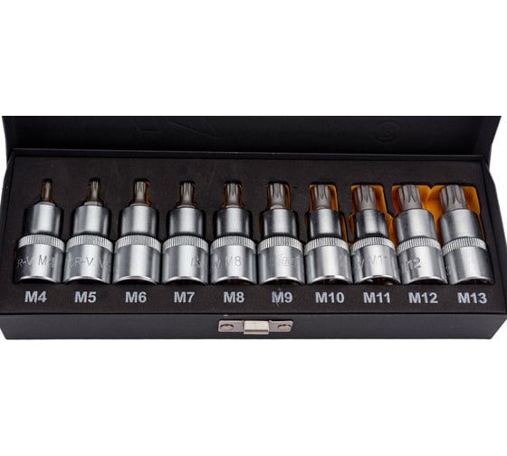 Набор насадок торцевых с вставками-битами SPLINE (1/2" DR; M4-M13; 10 шт) KRAFT KT 700689