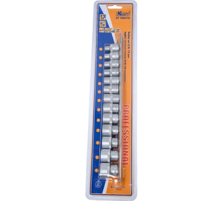 Набор головок торцевых шестигранных (13 шт; 3/8" Dr; 6-19 мм) KRAFT KT 700316