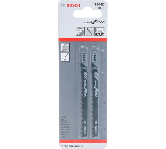 Пилки для лобзика T144D (74 мм; 2 шт.) Bosch 2608667404 1