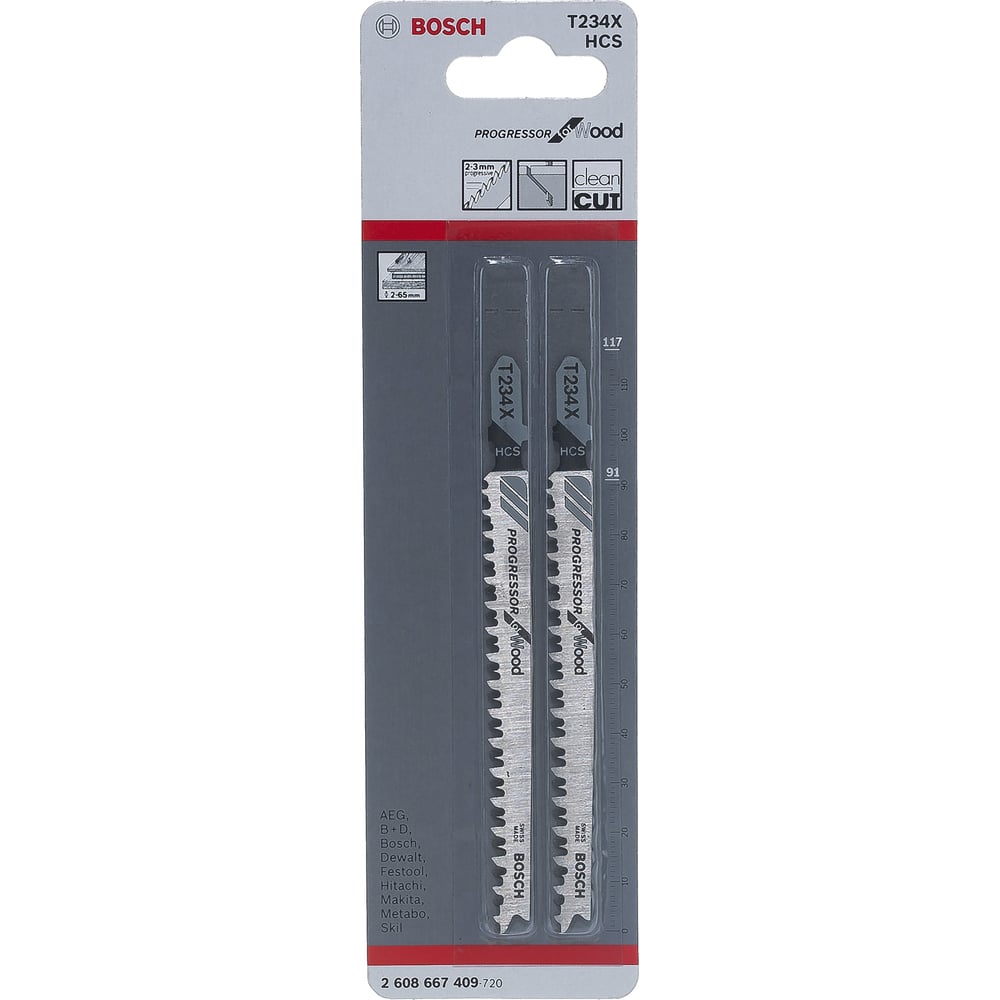 Пилки для лобзика T234X (91 мм; 2 шт.) Bosch 2608667409 - выгодная