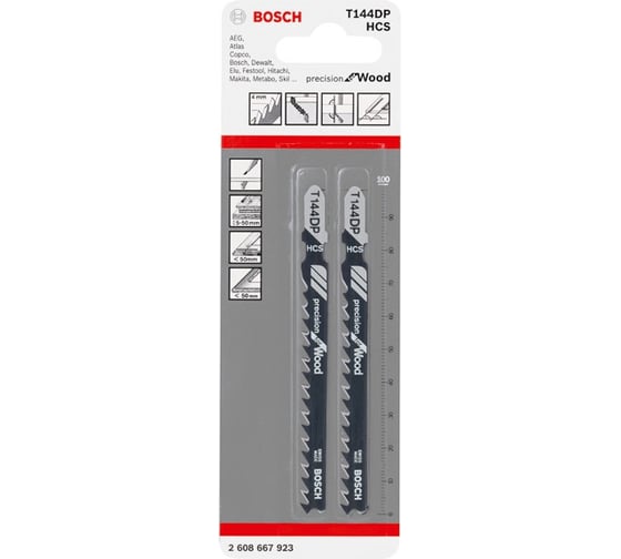 Пилки для лобзика T144DP (74 мм; 2 шт.) Bosch 2608667923 1