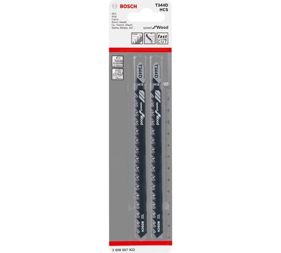 Пилки для лобзика T344D (126 мм; 2 шт.) Bosch 2608667922 1