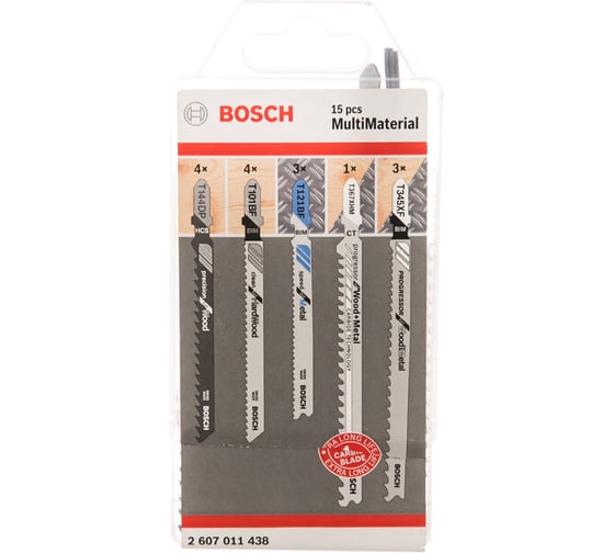 Набор пилок для лобзика по дереву и металлу (15 шт.) Bosch 2607011438