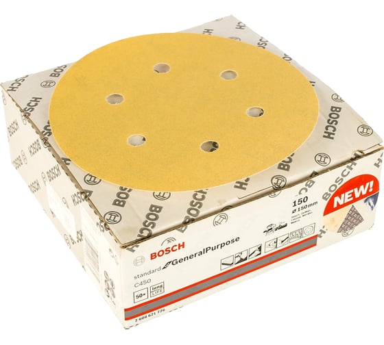 Круги шлифовальные C450 Standard for General Purpose (6 отверстий, 150 мм, К150, 50 шт.) Bosch 2608621726