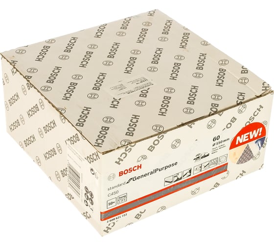Круги шлифовальные C450 Standard for General Purpose (6 отверстий, 150 мм, К60, 50 шт.) Bosch 2608621722