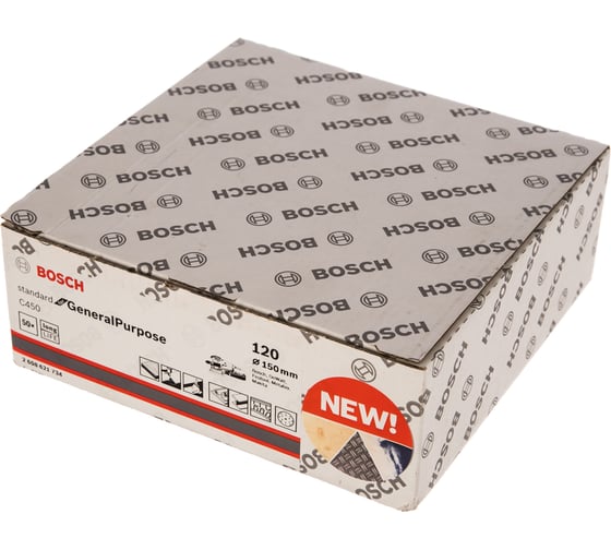 Круги шлифовальные C450 Standard for General Purpose (15 отверстий, 150 мм, К120, 50 шт.) Bosch 2608621734