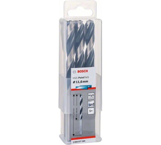 Сверло по металлу HSS PointTeQ, 11.6х94х142 мм мм, 5 шт. Bosch 2608577284