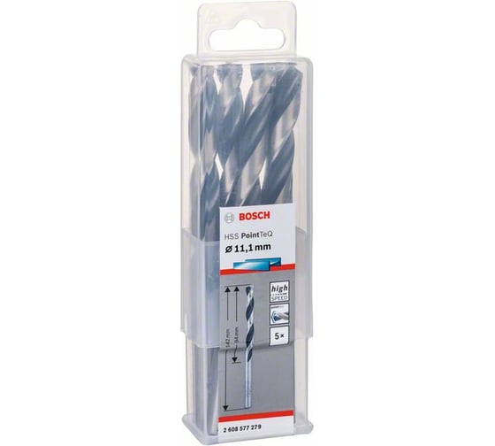 Сверло по металлу HSS PointTeQ, 11.1х94х142 мм, 5 шт. Bosch 2608577279