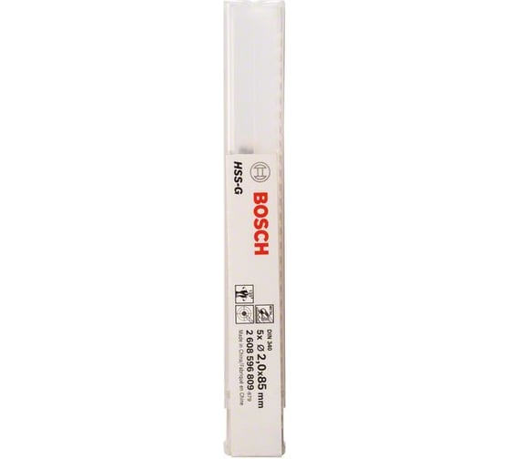 Сверло удлиненное по металлу HSS-G (2x56 мм, 5 шт.) Bosch 2608596809