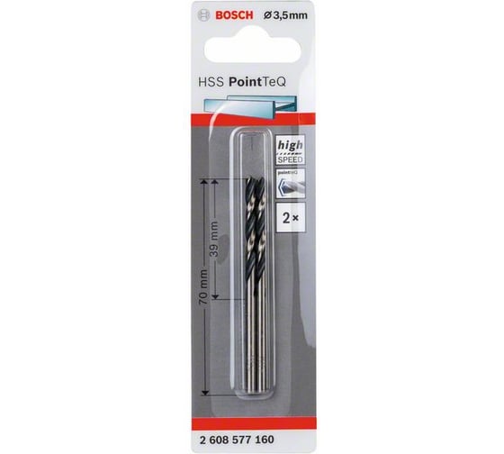 Сверла HSS PointTeQ (3.5х39х70 мм, 2 шт.) Bosch 2608577160