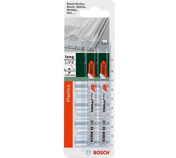 Пилки для пластика T102BF CLEANPMMA (91 мм, шаг 1.8 мм) Bosch 2609256C59