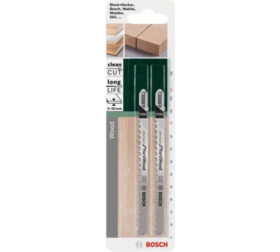Пилки по дереву T308BFP PRECHARDWOOD (117 мм, шаг 2.2 мм) Bosch 2609256795