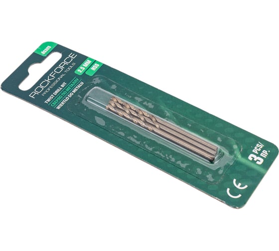 Сверло по металлу (3 шт; 2.5 мм; HSS; в блистере) ROCKFORCE RF-DS325(29151)