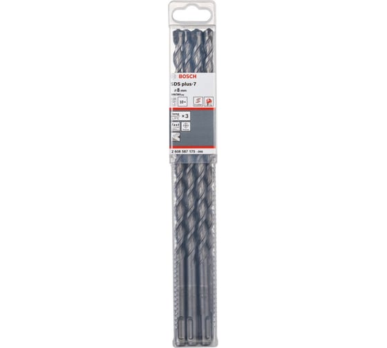 Бур по бетону (8х265 мм; SDS plus-7; 10 шт.) Bosch 2608587175