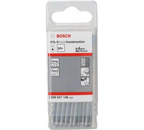 Сверло универсальное CYL-9 MultiConstruction (4x40x75 мм; 10 шт.) Bosch 2608587146