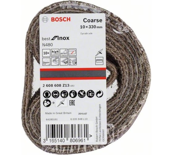 Шлифлента N480 Best for INOX (10x330 мм; Coarse; 10 шт.) Bosch 2608608Z13