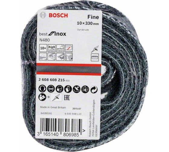 Шлифлента N480 Best for INOX (10x330 мм; Fine; 10 шт.) Bosch 2608608Z15 1