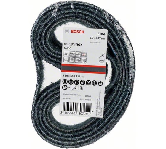 Шлифлента N480 Best for INOX (13x457 мм; Fine; 10 шт.) Bosch 2608608Z18 1