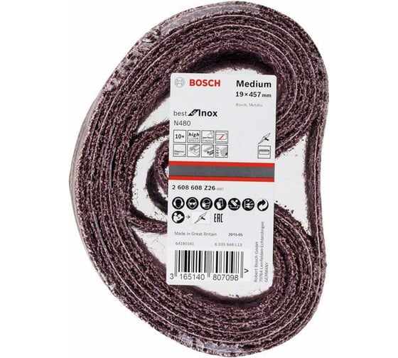 Шлифлента N480 Best for INOX (19x457 мм; Medium; 10 шт.) Bosch 2608608Z26
