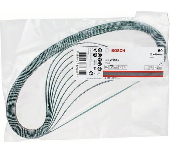 Шлифлента Y580 Best for INOX (13x610 мм; K60; 10 шт.) Bosch 2608608Y55