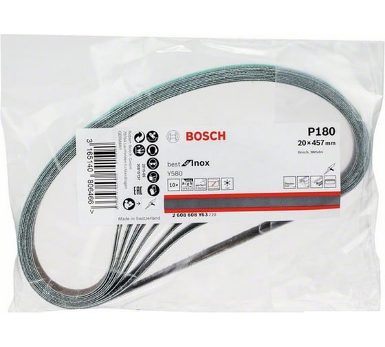 Шлифлента Y580 Best for INOX (20x457 мм; K180; 10 шт.) Bosch 2608608Y63