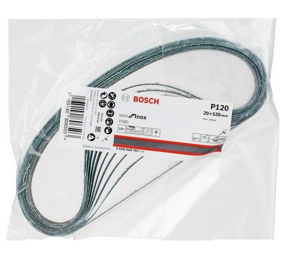 Шлифлента Y580 Best for INOX (20x520 мм; K120; 10 шт.) Bosch 2608608Y67