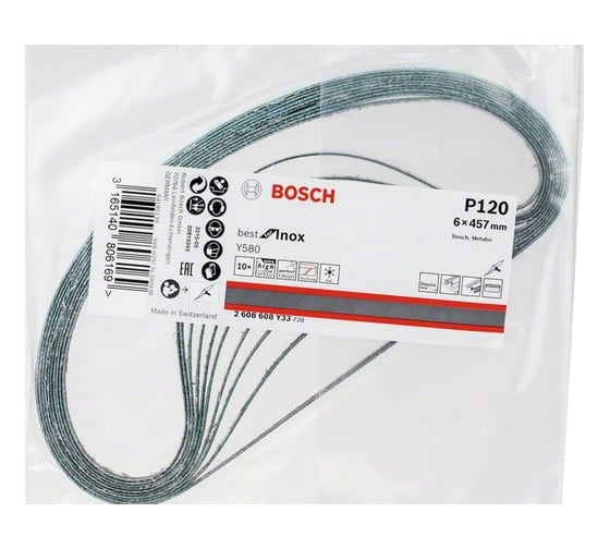 Шлифлента Y580 Best for INOX (6x457 мм; K120; 10 шт.) Bosch 2608608Y33