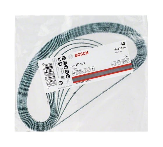 Шлифлента Y580 Best for INOX (6x520 мм; K40; 10 шт.) Bosch 2608608Y34