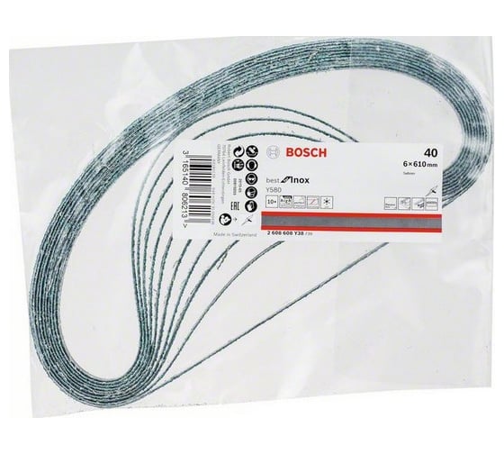 Шлифлента Y580 Best for INOX (6x610 мм; K40; 10 шт.) Bosch 2608608Y38