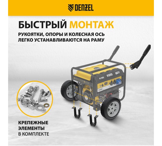 Комплект транспортировочный колеса и ручки для генераторов PS DENZEL 946725