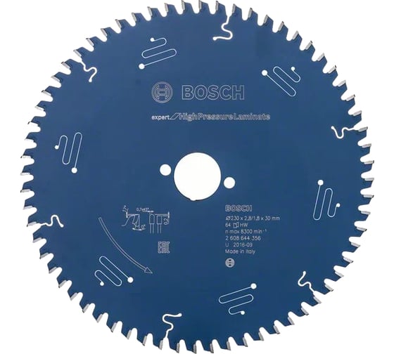 Диск пильный Expert for High Pressure Laminate (230x30 мм; 2.8/1.8 мм; 64T) Bosch 2608644356 1