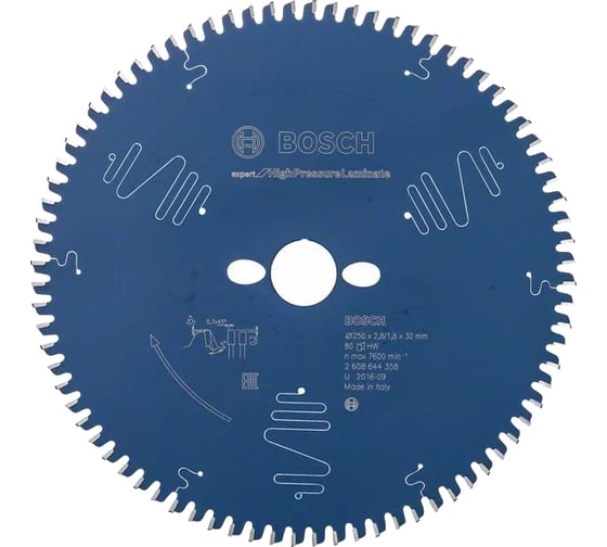 Диск пильный Expert for High Pressure Laminate (250x30 мм; 2.8/1.8 мм; 80T) Bosch 2608644358 1