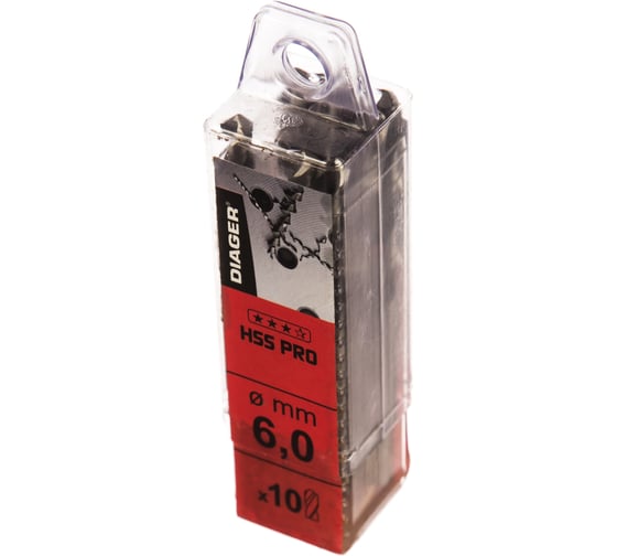 Сверло по металлу HSS-G PRO (10 шт; 6х57х93 мм) Diager 726D06