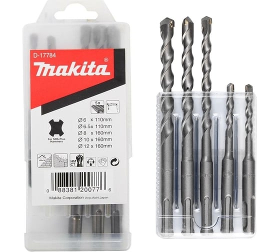 Набор буров SDS-PLUS 5 шт 6x110/6.5x110/8/10/12x160 мм Makita D-17784