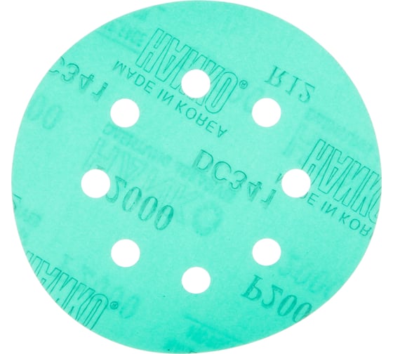 Диск шлифовальный DC341 Film Green (100 шт/уп; 125 мм; 8 отверстий; Р2000) Hanko DC341.125.8.2000