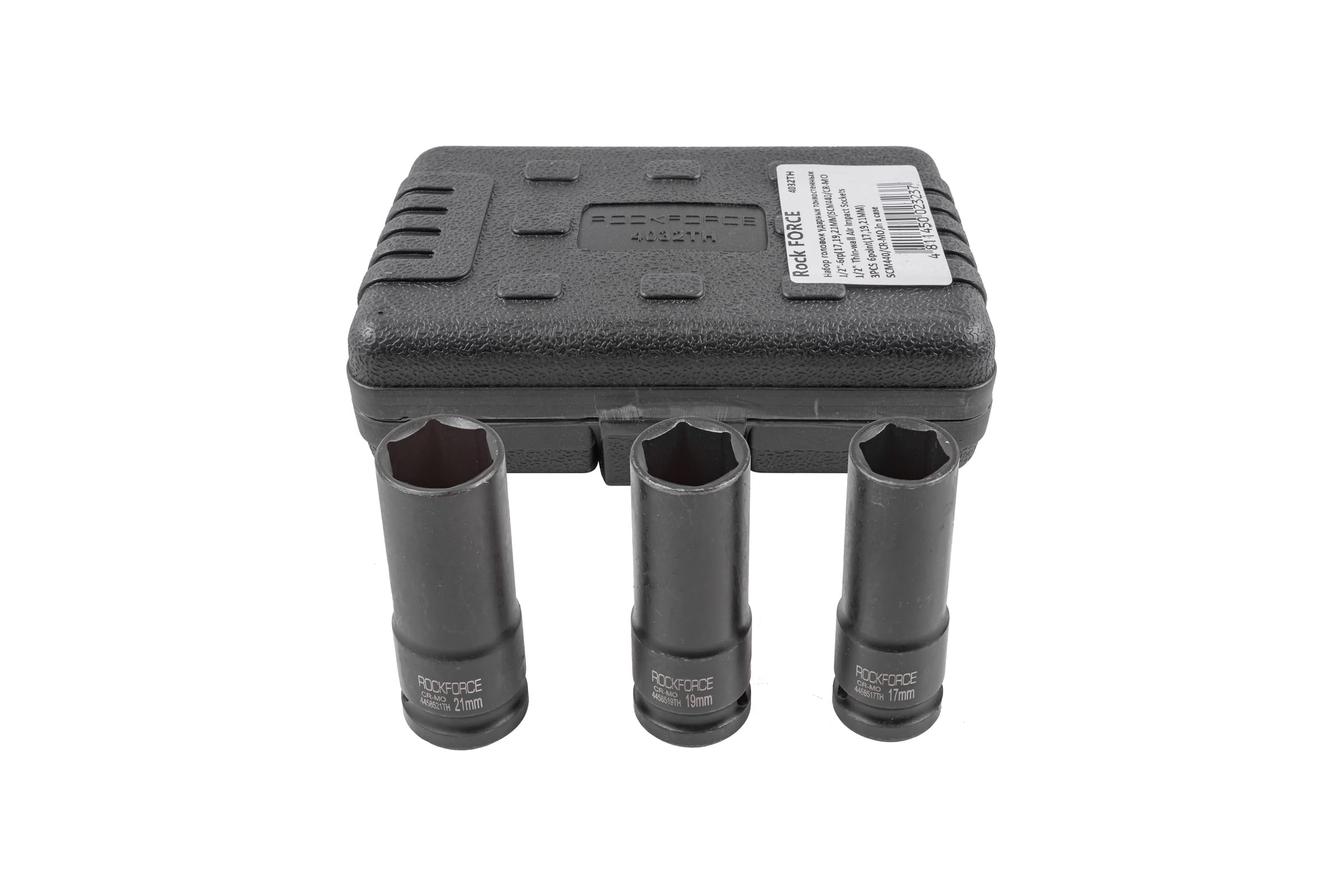 Наборударныхтонкостенныхколесныхголовок(3шт;1/2"DR)вкейсеROCKFORCERF-4032TH(5294)