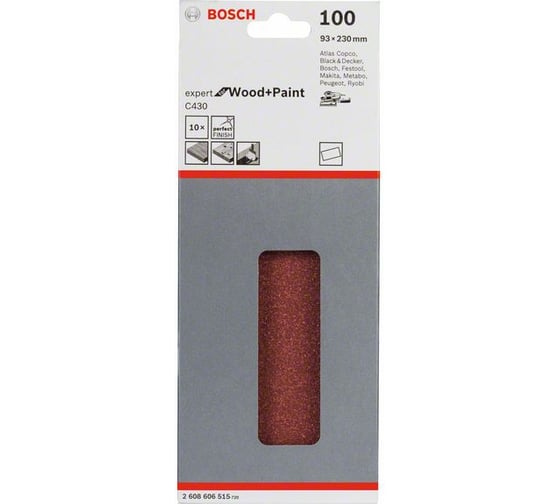 Шлифлист C430 Expert for Wood+Paint (93x230 мм; K100; 10 шт.) Bosch 2608606515