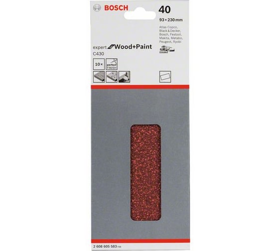 Шлифлист C430 Expert for Wood+Paint (93x230 мм; K40; 10 шт.) Bosch 2608605583