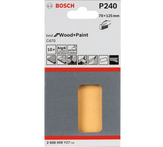 Шлифлист C470 Expert for Wood+Paint (70x125 мм; K240; 10 шт.) Bosch 2608608Y27