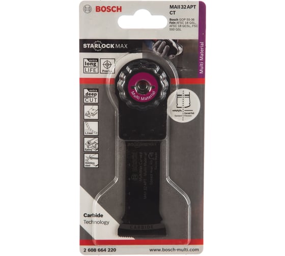 Пильное полотно StarlockMax Carbide 32x70 мм Multi-Material MAII 32 APT Bosch 2608664220
