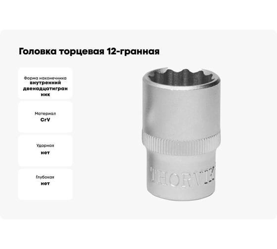 Головка торцевая 12-гранная (16 мм; 1/2DR) Thorvik 52990