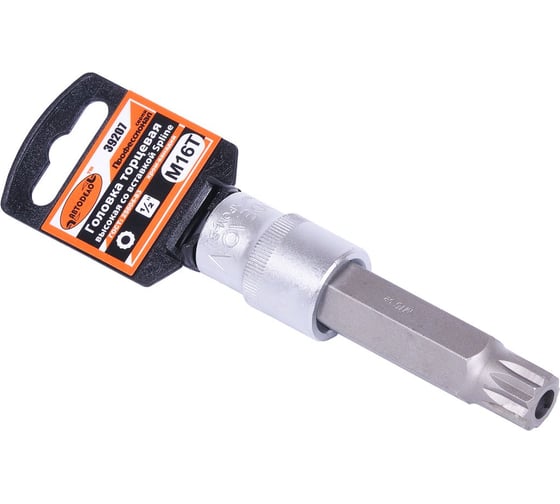 Головка со вставкой SPLINE с отверстием M16 1/2", L=100 мм Professional АвтоDело 39207 14664 1