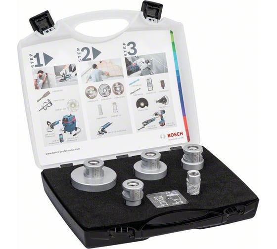 Набор алмазных коронок DrySpeed 4 шт+алмазная фреза Bosch 2608576669