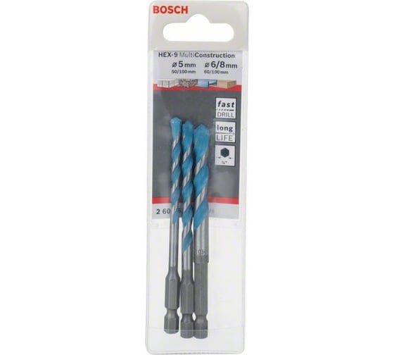 Набор сверл универсальных HEX-9, 3 шт., 5/6/8 мм Bosch 2608589529