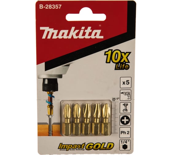 Бита Impact Gold (Рh2; 25 мм; 5 шт.) Makita B-28357