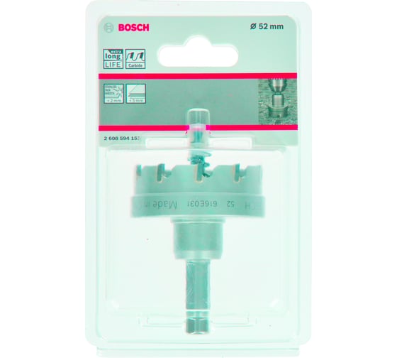 Коронка Precision for Sheet Metal с твердосплавными напайками 52 мм Bosch 2608594153