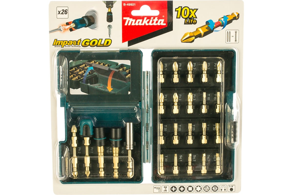 Набор бит Impact Gold 26 шт. Makita B-49921 - выгодная цена, отзывы ...