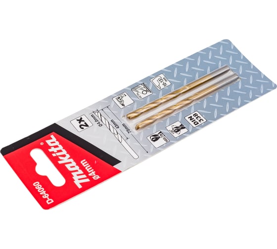 Сверло по металлу HSS-TiN (4х75 мм; 2 шт.) Makita D-64060