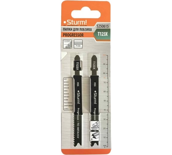 Пилки для лобзика T123X по металлу (75 мм; 2 шт.) Sturm 5250615 1